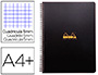 CAHIER RHODIACTIVE NOTEBOOK RELIURE INTGRALE NOIRE COUVERTURE PP A4+ 22,5X29,7CM 160 PAGES 90G 5X5MM MICROPERFOR