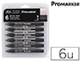 MARQUEUR PROFESSIONNEL W&N PROMARKER DOUBLE POINTE TONS NEUTRES GRIS FROID/NOIR SET 6 UNITS       0290154