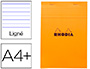 BLOC BUREAU RHODIA A4+ PAPIER VLIN SURFIN COUVERTURE ENDUITE ENVELOPPANTE 210X320MM 80F DTACHABLES 80G LIGN ORANGE