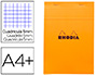 BLOC BUREAU RHODIA A4+ PAPIER VLIN SURFIN COUVERTURE ENDUITE ENVELOPPANTE 218X318MM 80F DTACHABLES 80G 5X5MM ORANGE