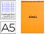 BLOC RHODIA CLASSIC ORANGE A5 14.8X21CM COUVERTURE CARTE ENDUITE RELIURE INTGRALE 80F 80G 5X5MM MICROPERFOR