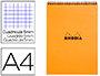 BLOC RHODIA CLASSIC ORANGE A4 21X29.7CM COUVERTURE CARTE ENDUITE RELIURE INTGRALE 80F 80G 5X5MM MICROPERFOR