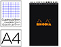BLOC RHODIA CLASSIC BLACK A4 21X29.7CM COUVERTURE CARTE ENDUITE RELIURE INTGRALE 80F 80G 5X5MM MICROPERFOR