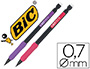 PORTE-MINE BIC MATIC GRIP 0.7MM EMBOUT GOMME CORPS PLASTIQUE NOIR AGRAFE COLORE GRIP CAOUTCHOUC 3 MINES HB