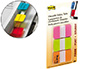 MARQUE-PAGES POST-IT INDEX RIGIDE 25X44MM 22F 3 COLORIS ROSE VERT ORANGE SET 22 INDEX/COULEUR