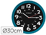 HORLOGE Q-CONNECT MURALE PLASTIQUE DESIGN MODERNE COULEUR VIVE 1 PILE AA NON FOURNIE DIAMTRE 30CM BLEU