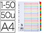 INTERCALAIRE Q-CONNECT NUMRIQUE PLASTIQUE 25 POSITIONS A4 210X297MM CARTE MYLAR 50 TOUCHES