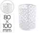 POT A CRAYONS Q-CONNECT MOTIF METALLIQUE HAUTEUR 100 MM     DIAMETRE 80MM COLORIS BLANC