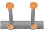 PATERE MURALE DOUBLE ALBA ACIER SUPPORTE 10KG HAUTEUR   17,4CM DIAMETRE CROCHETS 4 ET 5 CM COLORIS GRIS METAL/BOIS