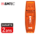CLE USB EMTEC 2.0 SERIE RUNNERS C410 COLOR MIX 128GB  CAPUCHON COLORIS ORANGE       TRANSPARENT