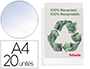 POCHETTE ESSELTE PERFOREE A4 POLYPROPYLENE RECYCLE 11      TROUS TRANSPARENT SACHET 20   UNITES
