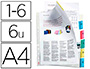 POCHETTE INTERCALAIRE ESSELTE POLYPROPYLNE TRANSPARENT A4 6 TOUCHES ONGLETS BANDE PERFORE 11 TROUS COPYSAFE