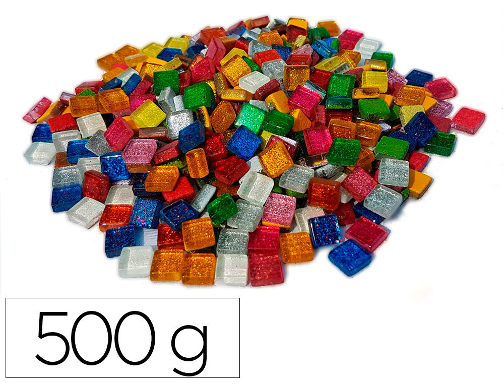MOSAIQUE EN VERRE CULTURE CLUB FORME CARREE 1X1CM POT   500GR COLORIS ASSORTIS        PAILLETES