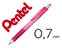 PORTE-MINES PENTEL ENERGIZE CANON FIXE MINE 0,7MM GRIP    CAOUTCHOUC GOMME AVEC CAPUCHONCORPS COLORIS ROSE TRANSLUCIDE