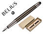 STYLO-PLUME BELIUS NEPTUNO ALUMINIUM TEXTURE ONDULEE ATTRIBUTS GUN ENCRE BLEUE COLORIS KAKI DANS COFFRET CADEAU