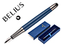 STYLO-PLUME BELIUS NEPTUNO ALUMINIUM TEXTURE ONDULEE ATTRIBUTS GUN ENCRE BLEUE COLORIS BLEU MARINE DANS COFFRET CADEAU
