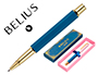STYLO-BILLE BELIUS MACARON BLISS HEXAGONAL ALUMINIUM DETAILS ET ATTRIBUTS OR ENCRE BLEUE COL. BLEU/ROSE COFFRET CADEAU