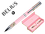 STYLO-BILLE BELIUS INK DREAMS ALUMINIUM ATTRIBUTS ARGENT ENCRE BLEUE COLORIS ROSE ONDULATIONS VERT MATCHA COFFRET CADEAU