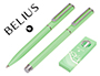 PARURE STYLO-BILLE ET ROLLER BELIUS ENDLESS SUMMER ALUMINIUM ATRIBUTS ARGENT ENCRE BLEUE COLORIS VERT COFFRET CADEAU