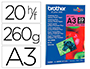 PAPIER PHOTO BROTHER BRILLANT A3 260G/M2 PAQUET 20 FEUILLES
