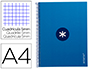 CAHIER SPIRALE ANTARTIK A4 160P 90G COUVERTURE REMBORDEE 5X5 MM 4 TROUS 1 BANDE COLORISBLEU FONCE