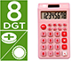 CALCULATRICE DE POCHE LIDERPAPEL XF12 8 CHIFFRES    SOLAIRE ET PILES 115X65X8 MM  COLORIS ROSE