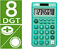 CALCULATRICE DE POCHE LIDERPAPEL XF13 8 CHIFFRES    SOLAIRE ET PILES 115X65X8 MM  COLORIS VERT