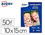 PAPIER PHOTO AVERY BRILLANT 230G 10X15 PAQUET DE 50       FEUILLES