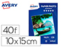 PAPIER PHOTO AVERY BRILLANT 270G 10X15 PAQUET DE 40       FEUILLES