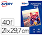PAPIER PHOTO AVERY BRILLANT 180G A4 PAQUET DE 40 FEUILLES