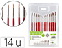PINCEAU LIDERPAPEL BOIS VIROLE CHROMEE AQUARELLE      MODELES ASSORTIS BLISTER DE   14 UN