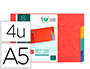 INTERCALAIRES POUR FICHES BRISTOL A5 148X210MM 4        POSITIONS