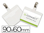 BADGE Q-CONNECT CLIP PVC PINCE METALLIQUE CARTE        BLANCHE FOURNIE FORMAT        60X90MM PAQUET 25 UNITES