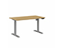 BUREAU DROIT EOL LUTZ 2 REGLABLE HAUTEUR L1400X800MM  PLATEAU CHENE CLAIR PIETEMENT GRIS ALUMINIUM