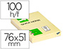 BLOC-NOTES Q-CONNECT QUICK NOTES 51X76MM 1 BLOC 100F REPOSITIONNABLES COLORIS JAUNE
