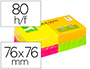 BLOC-NOTES Q-CONNECT QUICK NOTES COULEURS NON RAINBOW 76X76MM 80F REPOSITIONNABLES ROSE/ORANGE/VERT/JAUNE 12 BLOCS