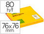 BLOC-NOTES Q-CONNECT QUICK NOTES COULEURS NON 76X76MM 80F REPOSITIONNABLES COLORIS ORANGE VIF