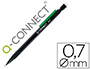 PORTE-MINE Q-CONNECT 0.7MM CORPS PLASTIQUE NOIR EMBOUT GOMME 3 MINES HB AGRAFE VERTE