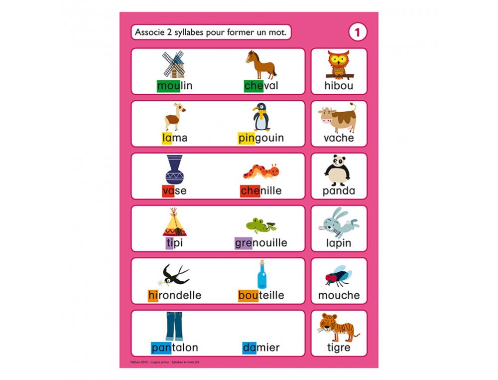 JEU AUTOCORRECTIF LOGICO PRIMO NATHAN SYLLABES ET MOTS GS