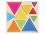 DECOUVERTE DES TAILLES TRIANGLES ROLF PUZZLES EN     RELIEF EN BOIS TRIANGLES      COLORES 10 PIECES ET 1