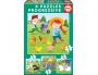 PUZZLES PROGRESSIFS EDUCA LES ANIMAUX DE LA FERME EN CARTON EPAIS 4 PUZZLES 6 9 12 ET 16  PIECES