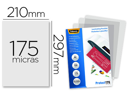 Fellowes, Pochettes à plastifier, A4, Brillante, 350 microns, 53087