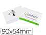 BADGE Q-CONNECT PVC RIGIDE TRANSPARENT PINCE OU PINGLE FORMAT 54X90MM CARTE VISITE
