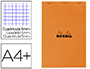 BLOC BUREAU RHODIA A4+ PAPIER VLIN SURFIN COUVERTURE ENDUITE ENVELOPPANTE 210X320MM 80F DTACHABLES 80G 5X5MM ORANGE