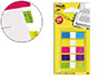MARQUE-PAGES POST-IT MINI INDEX TROIT 12X44MM SET 5 PAQUETS 20 UNITS COLORIS BLEU JAUNE ROUGE VERT VIOLET