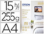 PAPIER PHOTO EPSON JET D'ENCRE PREMIUM GLOSSY GLAC SUPER BRILLANT A4 255G/M2 PAQUET 15 FEUILLES