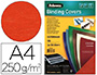 COUVERTURE FELLOWES GRAIN CUIR 250G FORMAT A4 COLORIS ROUGE PAQUET 100 UNITS