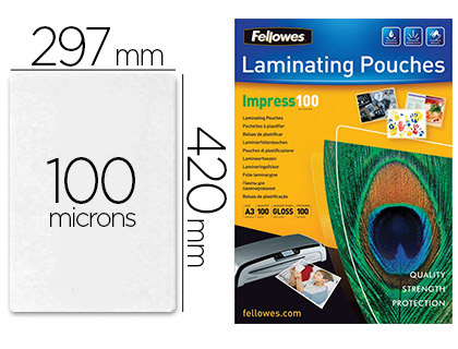 Fellowes, Pochettes à plastifier, A3, Brillante, 160 microns, 53062