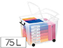 BOTE RANGEMENT CEP POLYPROPYLNE COUVERCLE PAPILLON 48X38X37CM 4 ROULETTES COLORIS TRANSPARENT CONTENANCE 75L
