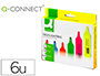 SURLIGNEUR Q-CONNECT TRAC 2/5 MM POINTE BISEAUTE COULEURS CLATANTES POCHETTE 6 UNITS ASSORTIES